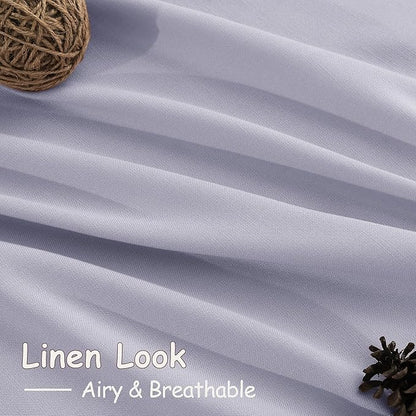 Nanspring Lavender Purple Linen Curtains 84 Inch Length 2 Panels Set for Living Room Boho Decor Light Filtering Semi Sheer Curtain Back Tab Modern Luxury Drapes for Bedroom Office 52x84