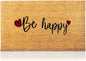 Be Happy - 17"x29" - Coir Door Mat with Heavy Duty Backing - Welcome Mats for Entryway, Porch - Anti-Slip PVC & Coconut Fiber Surface - Natural Home Accessories, Minimalist Original Design