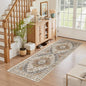 Madane Washable Runner Rug - 2x6 Rug Runners for Hallways 6 Feet Non Slip Vintage Kitchen Runner Rug Ultra-Thin Bathroom Runner Rugs Carpet Laundry Room Bedroom (2x6ft, Turmeric/Grey)