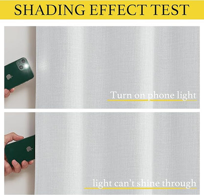 NICETOWN Faux Linen Greyish White Room Darkening Curtain Valances 36 inches Long, Grommet Energy Saving Thermal Window Tiers Short Curtains for Living Room/Bedroom, W34 x L36, 2 Panels