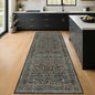 Non Slip 2x6 Kitchen Runner Rug Washable, Rubber Backed Bathroom Runner, Boho Vintage Floral Botanical Dark Green Non Skid Low Pile Soft Carpet for Entryway, Laundry Room, Hallway Mats for Floor