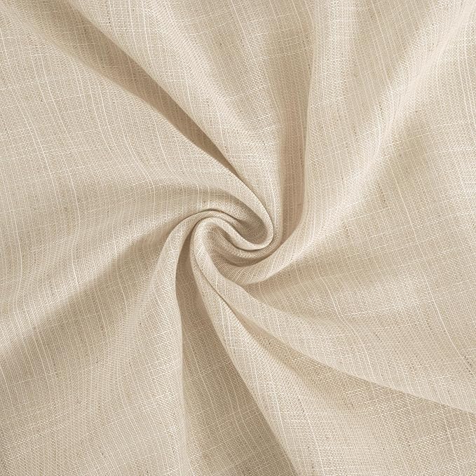 BGment Short Natural Linen Curtains 36 Inch Length for Windows, Small Sheer Drapes Lightweight Rustic Textured for Bathroom Over Sink Cafe Decor Rod Pocket, 2 Panels Set, 24 Inch Wide