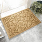 Boho Beige Floral Leaves Outdoor Indoor Entrance Doormats, Absorbent Durable Heavy Duty Welcome Front Door Mat,Thick Natural Rubber Back,Easy Clean Entryway Mat 23x35 Inch, Low Profile