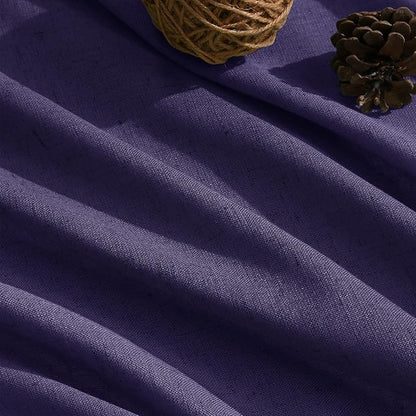 Nanspring Purple Linen Curtains 84 Inches Long, Back Tab Light Filtering Semi Sheer Privacy Drapes for Living Room & Bedroom Simple Style, 52x84 inch, 2 Panels