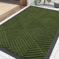 Smiry Front Door Mat Outside Entrance, Heavy Duty Sturdy Natural Rubber Doormat, Trap Dirt and Moisture, Easy Clean Low Profile Mats for Indoor Outdoor Entry, Irregular Triangle (29.5x17, FST-Green)