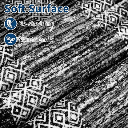 GarveeHome Modern Geometric Rug 4x6 Washable Rug for Living Room, Soft Non Shedding Indoor Carpet with Non Slip TPR Backing, Low Pile Thin Foldable Printed Floor Mats for Dining Room, Black