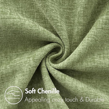MIULEE Pack of 2 Couch Throw Pillow Covers 14x24 Inch Spring Soft Sage Green Chenille Lumbar Pillow Covers for Sofa Living Room Solid Dyed Cases