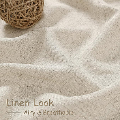 Boho Linen Curtains for Living Room 94 Inches Long Light Filtering Semi Sheer Curtain Back Tab Boho Eclectic Home Decor Elegant Luxury Farmhouse Drapes for Bedroom Dinner Room 52x94, 2 Panels