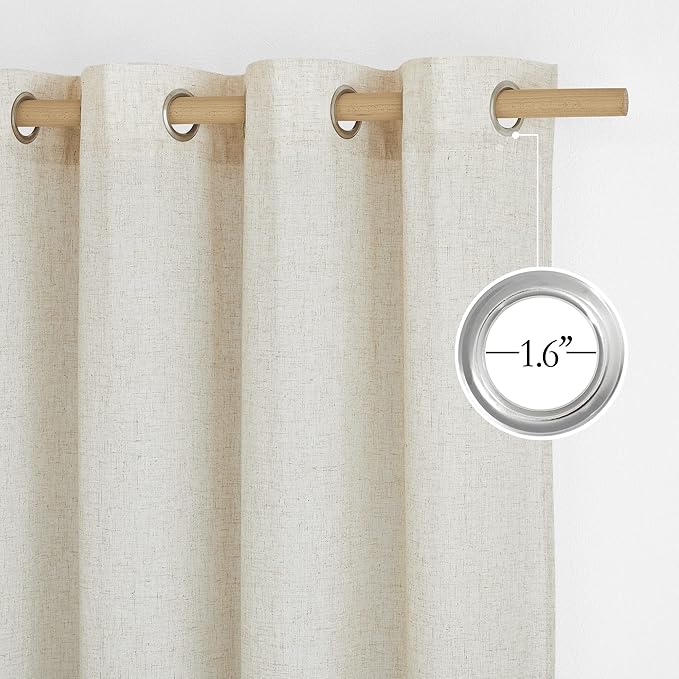 NICETOWN Natural Linen Kitchen Curtains 36 inch Length, Decorative Thick Flax Small Window Treatments Privacy Assured with Light Filtering for Bedroom/Bathroom, W55 x L36, 2 Panels