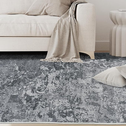 6x9 Area Rugs for Living Room Rug Washable: Abstract Rug for Dining Room Bedroom Carpet Non Slip 6 by 9 Indoor Modern Nursery Home Office Black