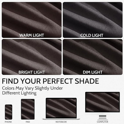 Nanspring Cocoa Coffee Linen Blend Light Filtering Back Tab Curtains 108 Inches Long, Semi Sheer Privacy Drapes for Living Room & Bedroom, 52x108 inch, 2 Panels