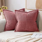 MIULEE Decorative Throw Pillow Covers for Couch Bed Livingroom 20x20 Inch Set of 2 Cranberry Red Boho Accent Throw Pllows Broadside Striped Patchwork Soft Corduroy Pillowcases