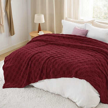 Bedsure GentleSoft Blankets Queen Size for Bed - Super Soft Cozy Mother's Day Blanket for Kids Girls, Large Fuzzy Fleece Throw for Bedroom Decor, Red, 90x90 Inches