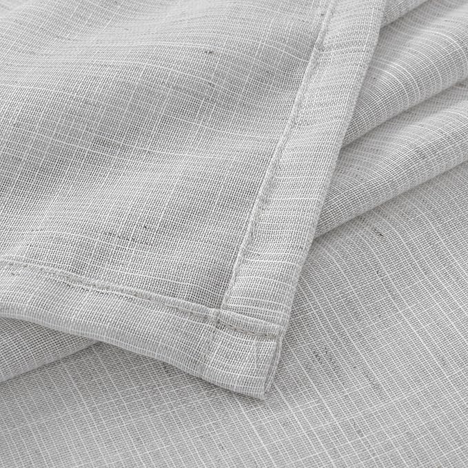 BGment Light Grey Linen Semi Sheer Curtains for Living Room - Rod Pocket Light Filtering Window Drapes Natural Textured for Bedroom Office Lightweight Rustic, 2 Panels Set, 52 X 63 Inch