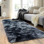 Runner Rugs for Bedroom, 2x6 Fluffy Throw Area Rug Non Slip for Bedside Dorm Hallways, Long Soft Shag Carpet for Nursery Living Room, Blue Grey
