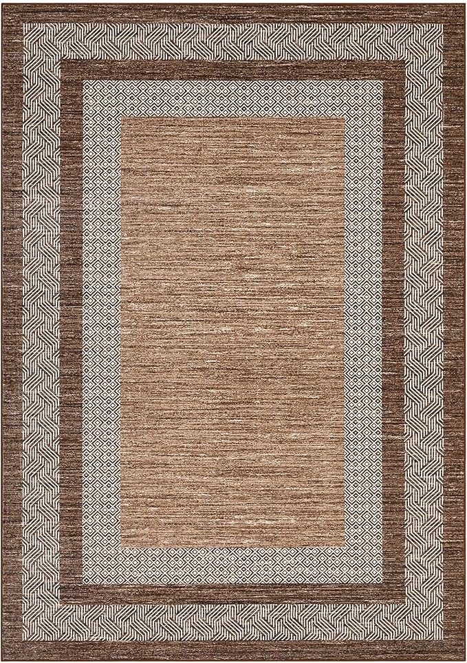 Washable 2.5x10 Kitchen Runner Rug, Easy Clean Geometri Rugs for Hallway Entryway, Indoor Outdoor Non Slip Rug Farmhouse Morden Carpet Door Mat Area Rug for Laundry Room Dark Brown