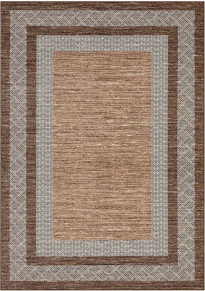 Washable 2.5x10 Kitchen Runner Rug, Easy Clean Geometri Rugs for Hallway Entryway, Indoor Outdoor Non Slip Rug Farmhouse Morden Carpet Door Mat Area Rug for Laundry Room Dark Brown