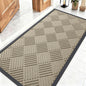 OLANLY Front Door Mat Outside Entrance 47x23, Absorbent, Heavy Duty Sturdy Natural Rubber Doormat Indoor Outdoor, Stain and Fade Resistant, Non-Slip Low Profile Floor Mat for Entryway, Beige Diamond
