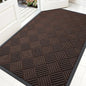 OLANLY Front Door Mat Outside Entrance 59x34, Absorbent, Heavy Duty Sturdy Natural Rubber Doormat Indoor Outdoor, Stain and Fade Resistant, Non-Slip Low Profile Floor Mat for Entryway, Brown Diamond