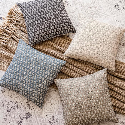 Foindtower Set of 2 Decorative Vintage Floral Print Throw Pillow Covers Neutral Modern Farmhouse Cushion Covers Boho Home Decor for Sofa Couch Chair Bedroom Living Room,20×20 Inch,Dusty Blue