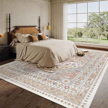 zesthome 8x12 Area Rugs,Stain Resistant Washable Rug,Ultra-Thin Rugs for Living Room,Bedroom,Non-Slip Backing Home Decor Large Area Rug (Orange,8'x12')