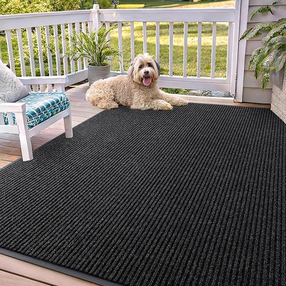 OLANLY Front Door Mat Indoor Outdoor Entrance, Waterproof Heavy Duty Doormat, Fade Resistant, Low Profile, Easy Clean Patio Porch Welcome Floor Mats for Entry, 71x47, Off-Black