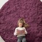 OLANLY Burgundy Round Rugs for Bedroom - Machine Washable, 8 ft Circle Area Rugs for Living Room, Soft and Fluffy Shaggy Carpet for Teen Girls and Boys, Nursery Rooms, Dorms, Home Decor Aesthetic