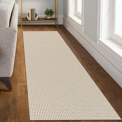 KOZYFLY Runners for Hallways 3x8 ft Washable Kitchen Runner Non Slip Rubber Backed Hall Runners Cotton Entryway Runner Rugs Floor Carpet for Indoor Backdoor Bedroom Kitchen, Ivory/Khaki
