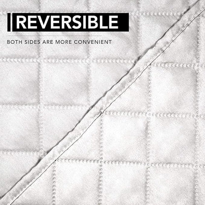 Easy-Going Oversized Recliner Cover Reversible Couch Cover Sofa Cover for Living Room Water Resistant Furniture Protector with Elastic Straps for Pets Dog (Oversized Recliner, White/White)