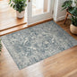 2x3 Entryway Area Rug Washable - Neutral Small Entry Rug Kitchen Rug Runner Vintage Soft Floor Mat Non Slip Indoor Farmhouse Carpet for Bedroom Bathroom Living Room (Blue)