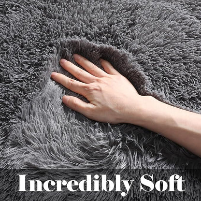 ONASAR Grey 8x10 Area Rugs for Living Room, Gray Large Fluffy Shag Bedroom Rug, Ultra Soft Plush Thick Shaggy Big Floor Carpet for Kids Boy and Girls Teen Dorm Nursery Indoor Home Decor Aesthetic