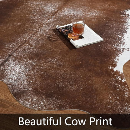 AROGAN 8×10 Feet Western Decor Faux Fur Cowhide Rug, Premium Animal Skin Cow Hide Rug, Sturdy Cow Print Rugs for Wall Decor, Western Floor Carpet for Bedroom Living Room, Dark Brown
