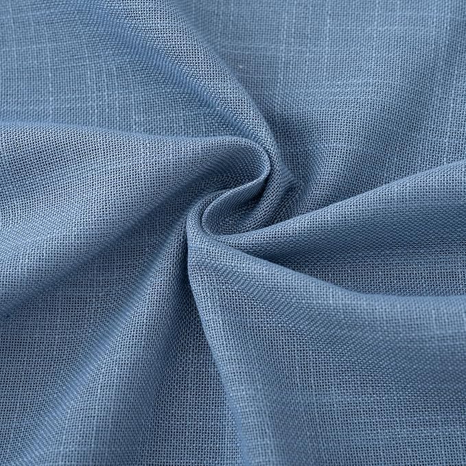 Denim Blue Curtains for Living Room Back Tab Modern Farmhouse Semi Sheer Blue Curtains 132 inches Long 2 Panels Set Muted Neutral Window Curtain for Dining Room Bedroom 52x132