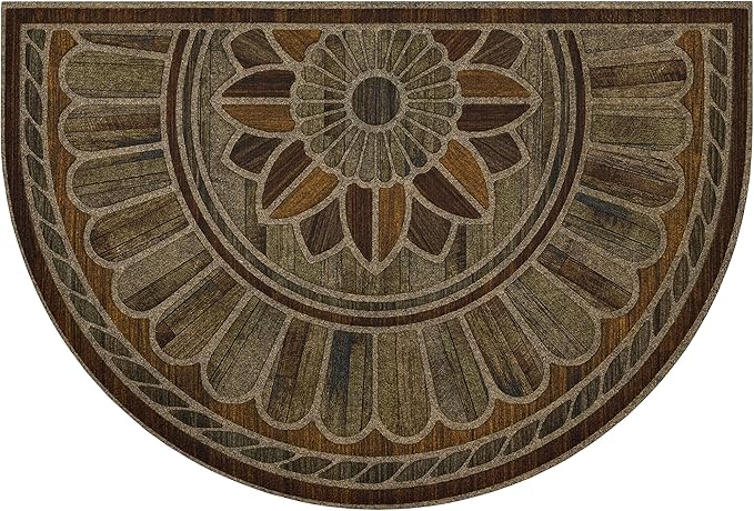 Mohawk Home Entryway Door Mat 2' x 3' All Weather Doormat Outdoor Non Slip Recycled Rubber, Boardwalk Path Chestnut