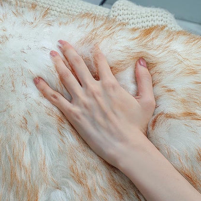 linmopm Faux Fur Rug Sheepskin Shag Fluffy Fuzzy 2x6 ft Runner Rugs for Bedroom Bedside Bed Floor Living Room Plush High-Density Cushion Carpet Super Sofa Cover White and Yellow