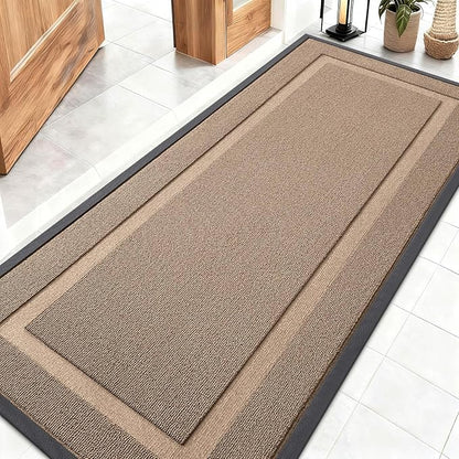 OLANLY Front Door Mat Indoor Outdoor Entrance, Waterproof All-Season, All-Weather Doormat, Sturdy Natural Rubber, Low Profile, Easy Clean Patio Porch Entryway Mat, 59x23, Mocha