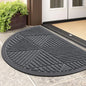 Smiry Half Circle Front Door Mat Outside Entrance, Heavy Duty Sturdy Natural Rubber Doormat, Trap Dirt and Moisture, Low Profile Mats for Indoor Outdoor Entry, Irregular Triangle (29.5x17, Grey)