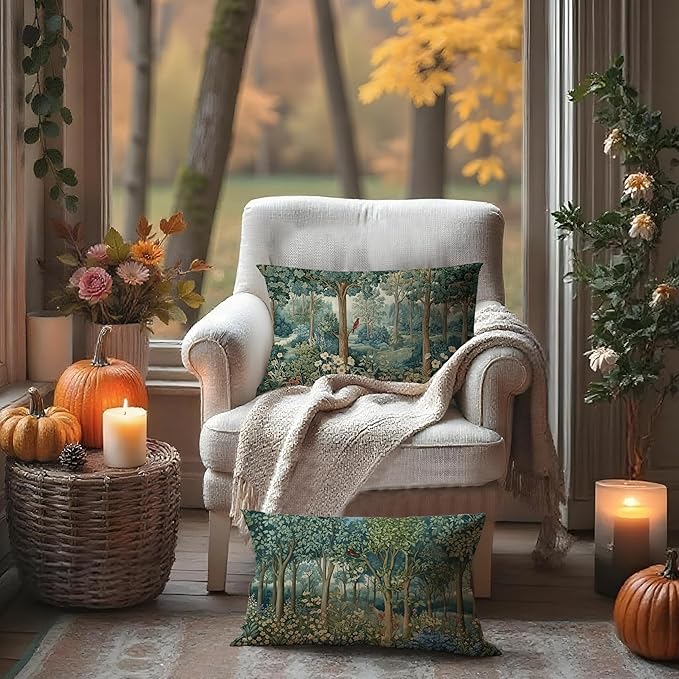 Rustic Spring Forest Pillow Covers 20x12 Double-Sided, Cottagecore Forest Nature Botanical Wildflower Decorative Throw Pillow Covers for Sofa Bed Bedroom Living Room Set of 2