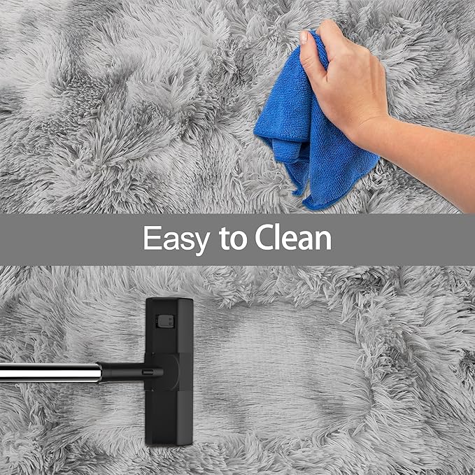 Tie Dye Grey Rug for Living Room 5x8ft Fluffy Modern Shag Area Rug Mat Bedside Throw Rug for Bedroom Kids Room Boys Teens Nursery Baby Dorm Office Home Decor Soft and Cozy Carpets