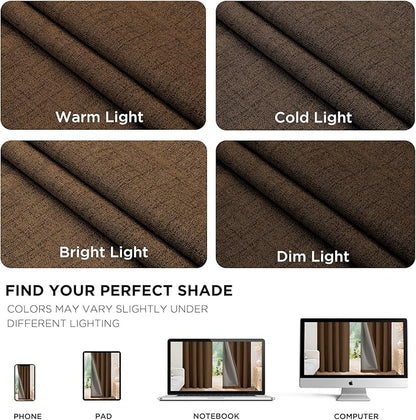 Joydeco Blackout Curtains for Bedroom - 100% Light Blocking 2 Panels Cappuccino Drapes 42" W x 90" L, Thermal Insulated Room Darkening Curtains, Linen Textured for Living Room, Rod Pocket & Back Tabs