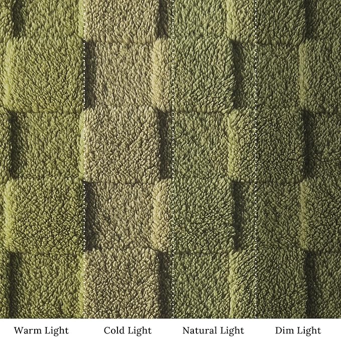 Exclusivo Mezcla Fleece Throw Blanket for Couch,Super Soft and Warm Lightweight Checkered Pattern Blankets for All Seasons, 50x60 Inches, Olive Green