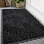 Smiry Front Door Mat Outside Entrance, Heavy Duty Sturdy Natural Rubber Doormat, Trap Dirt and Moisture, Easy Clean Low Profile Welcome Floor Mats for Indoor Outdoor Entry, 59x34 Inch, Black