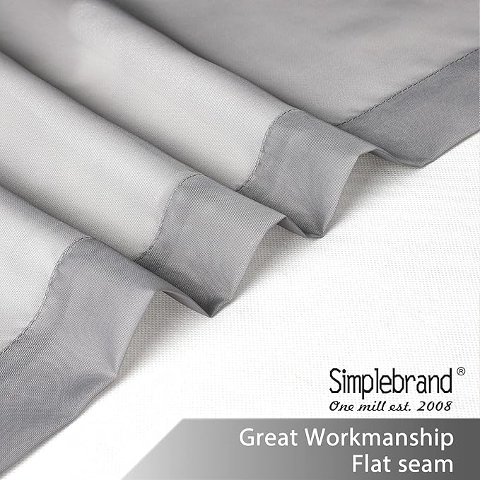 Simplebrand Grey Short Sheer Kitchen Tier Curtains 36/42 Inch Rod Pocket Cafe Curtains Half Window for Bathroom/Small Windows, 2 Panels