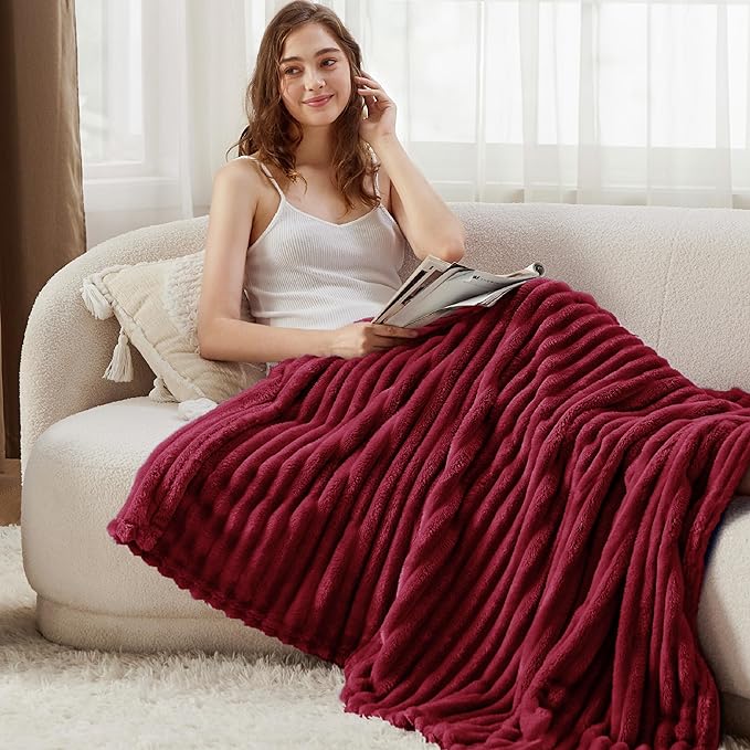 Bedsure GentleSoft Red Fleece Blanket for Couch - Cozy Soft Blankets for Women, Cute Small Throws for Girls, 50x70 Inches