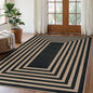 Lahome Enfys Modern Geometric Easy Jute Outdoor Rug, 5x7 Patio Living Room Rug Large Black Carpet for Bedroom, Farmhouse Washable Indoor Outdoor Carpet for Dining Room Backyard Deck