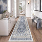 zesthome Washable Runner Rug 2.5x8 - Stain Resistant Entryway Rug,Ultra-Thin Kitchen Rugs, Anti Slip Backing Runner Rugs for Entrance Laundry Room Indoor Hallway (Blue/Beige,2.5'x8')