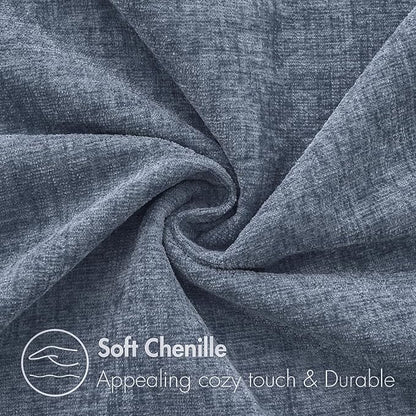 MIULEE Pack of 2 Couch Throw Pillow Covers 16x16 Inch Soft Dark Grey Blue Chenille Pillow Covers for Sofa Living Room Solid Dyed Pillow Cases