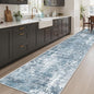 Runner Rug 2'6" x 12' Washable Non-Slip 2.5x12 ft Long Runner Rugs for Kitchen Bathroom Laundry Room Vintage Ultra Thin Runners for Hallway Entryway Blue/Grey