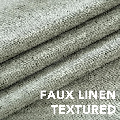 H.VERSAILTEX Primitive Linen Curtains 100% Blackout Curtain Drapes Burlap Fabric Curtains with White Thermal Insulated Liner, Grommet Top Drapes Living Room/Bedroom (2 Panels, 42 x 63 Inch, Sage)