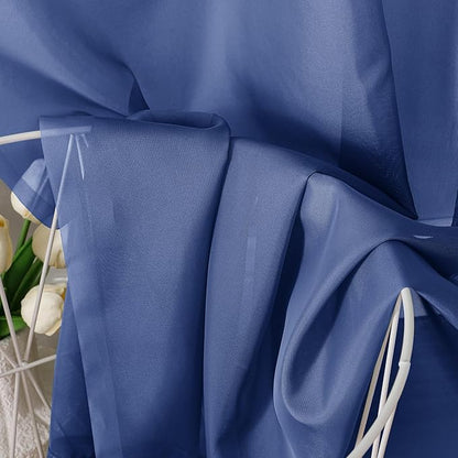 OVZME Royal Blue Sheer Curtains 84 Inches Long 2 Panels - Soft Light Filtering Window Sheer Panels for Living Room/Bedroom, Top Dual Rod Pocket, 1 Pair, Each 42Wx84L Inches